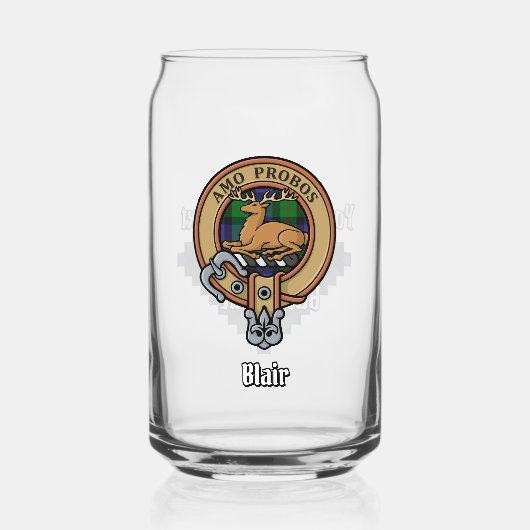 Clan Blair Crest over Tartan Blikvorm Glas (Voorkant)