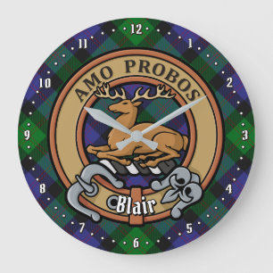 Clan Blair Crest over Tartan Grote Klok