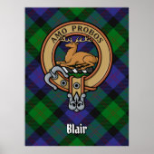 Clan Blair Crest over Tartan Poster (Voorkant)
