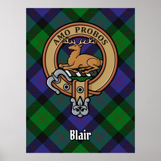 Clan Blair Crest over Tartan Poster (Voorkant)