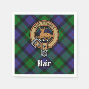 Clan Blair Crest over Tartan Servet