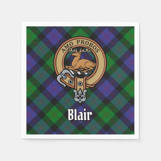 Clan Blair Crest over Tartan Servet (Voorkant)