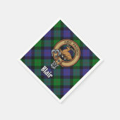 Clan Blair Crest over Tartan Servet (Hoek)
