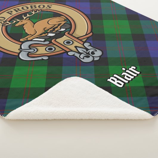 Clan Blair Crest over Tartan Sherpa Deken (3/4)