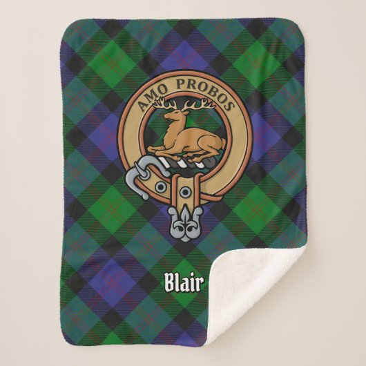 Clan Blair Crest over Tartan Sherpa Deken (Voorkant)