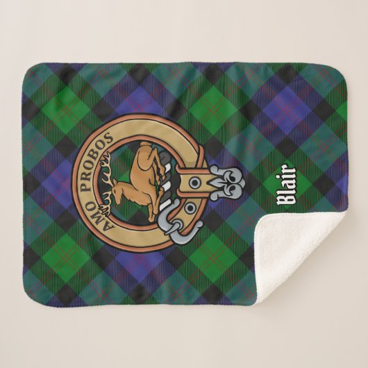 Clan Blair Crest over Tartan Sherpa Deken (Voorkant (horizontaal))