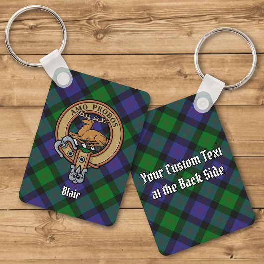 Clan Blair Crest over Tartan Sleutelhanger