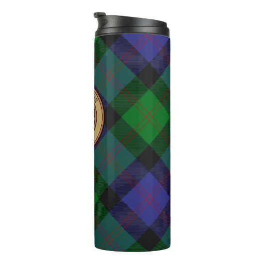 Clan Blair Crest over Tartan Thermosbeker (Geroteerd rechts)
