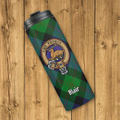 Clan Blair Crest over Tartan Thermosbeker
