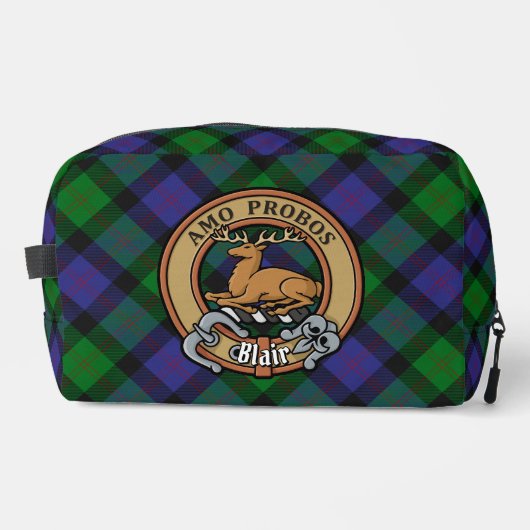 Clan Blair Crest over Tartan Toilettasje (Voorkant)