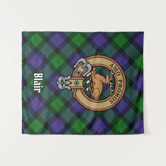 Clan Blair Crest over Tartan Wandkleed (Voorkant (horizontaal))