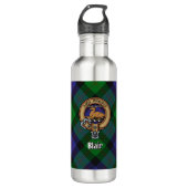 Clan Blair Crest over Tartan Waterfles (Voorkant)