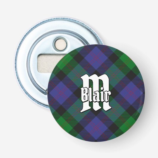 Clan Blair Tartan flesopener Button Flesopener (Voorkant)
