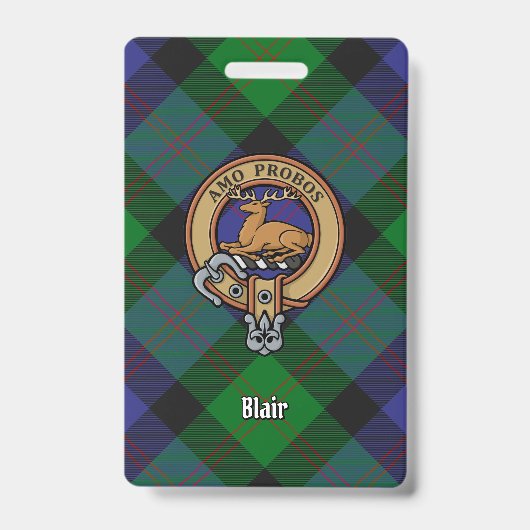 Clan Blair Wapen over Tartan Badge (Voorzijde)