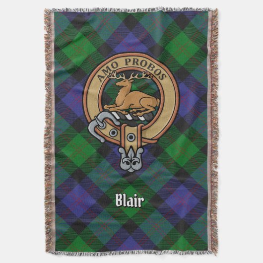 Clan Blair Wapen over Tartan Deken (Voorkant Verticaal)