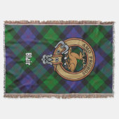 Clan Blair Wapen over Tartan Deken (Voorkant)