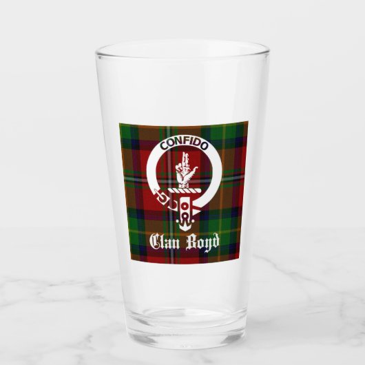 Clan Boyd Crest Badge & Tartan Glas (Voorkant)