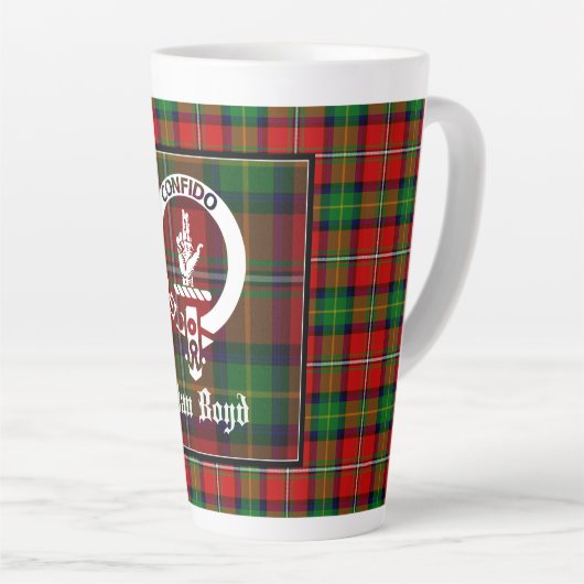 Clan Boyd Crest Badge & Tartan Latte Mok (Rechterhoek)