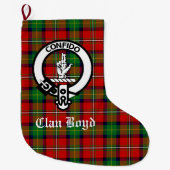 Clan Boyd Crest en Tartan  Grote Kerstsok (Voorkant)