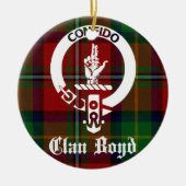 Clan Boyd Crest en Tartan Op maat gesneden Keramisch Ornament (Voorkant)