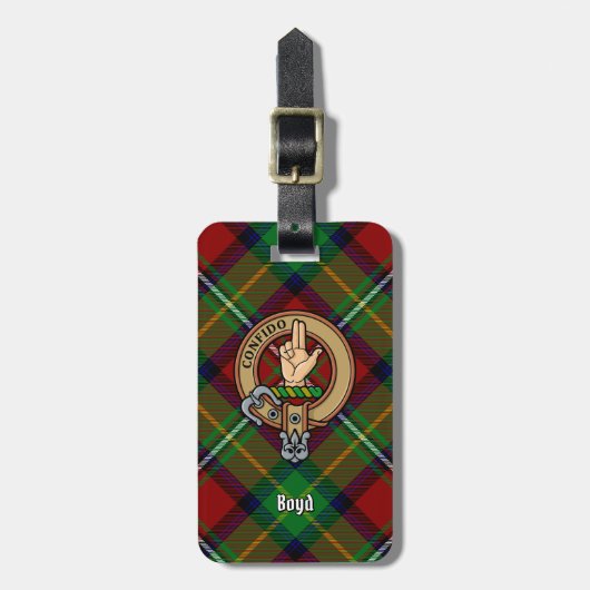 Clan Boyd Crest over Tartan Bagagelabel (Voorkant verticaal)