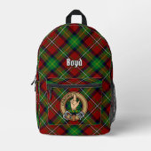 Clan Boyd Crest over Tartan Bedrukte Rugzak (Voorkant)