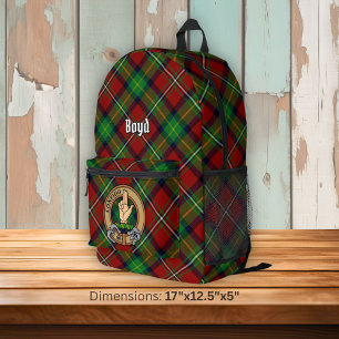 Clan Boyd Crest over Tartan Bedrukte Rugzak