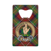Clan Boyd Crest over Tartan Creditkaart Flessenopener (Voorkant)