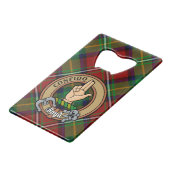 Clan Boyd Crest over Tartan Creditkaart Flessenopener (Voorkant Gekanteld)