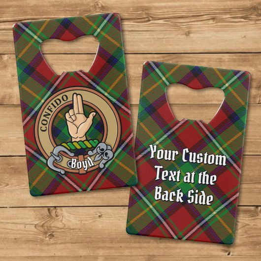 Clan Boyd Crest over Tartan Creditkaart Flessenopener