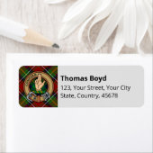 Clan Boyd Crest over Tartan Etiket (Insitu)