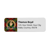 Clan Boyd Crest over Tartan Etiket (Voorkant)