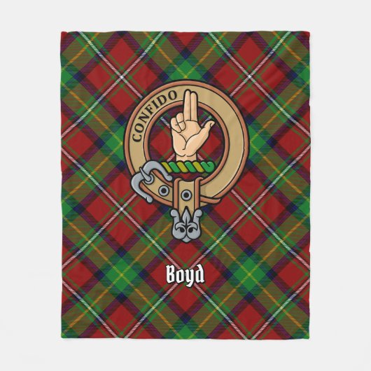 Clan Boyd Crest over Tartan Fleece Deken (Voorkant)