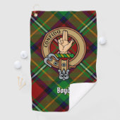 Clan Boyd Crest over Tartan Golfhanddoek (Insitu)
