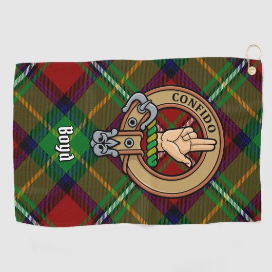 Clan Boyd Crest over Tartan Golfhanddoek (Horizontaal)