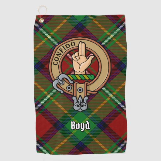 Clan Boyd Crest over Tartan Golfhanddoek (Voorkant)