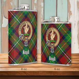 Clan Boyd Crest over Tartan Heupfles