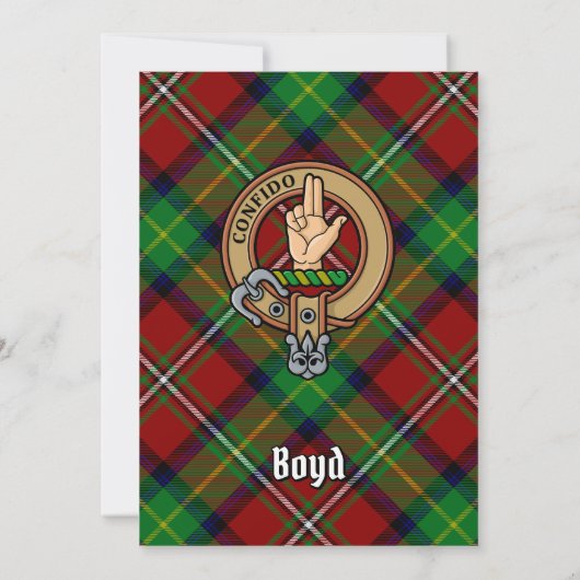Clan Boyd Crest over Tartan Kaart (Achterkant)
