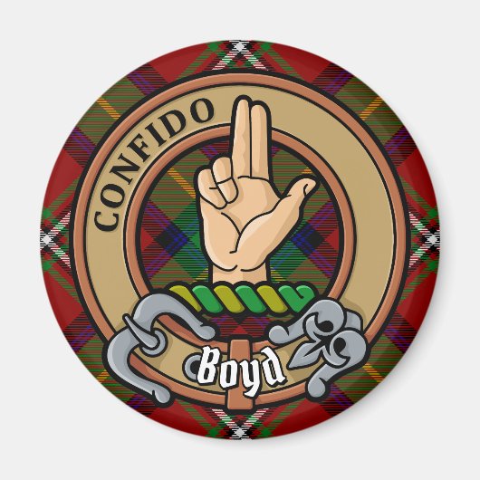 Clan Boyd Crest over Tartan Magneet (Voorkant)