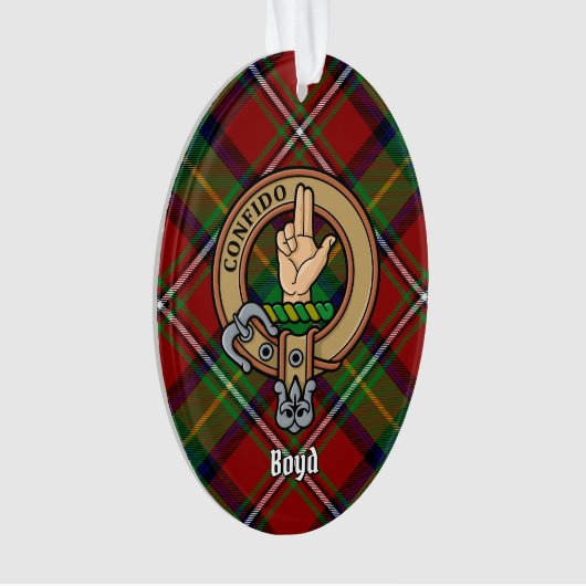 Clan Boyd Crest over Tartan Ornament (voorkant)