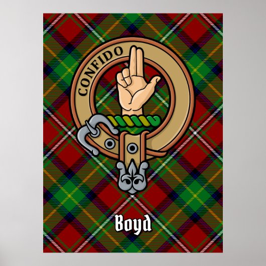 Clan Boyd Crest over Tartan Poster (Voorkant)