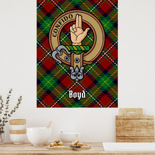 Clan Boyd Crest over Tartan Poster (Keuken)