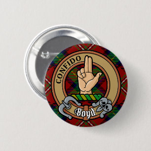 Clan Boyd Crest over Tartan Ronde Button 5,7 Cm