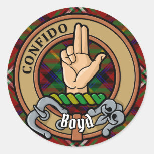 Clan Boyd Crest over Tartan Ronde Sticker