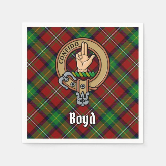 Clan Boyd Crest over Tartan Servet (Voorkant)