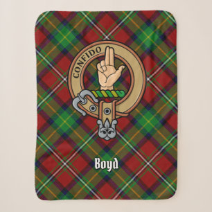 Clan Boyd Crest over Tartan Sherpa Deken