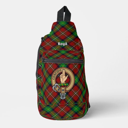 Clan Boyd Crest over Tartan Sling Bag (Voorkant)