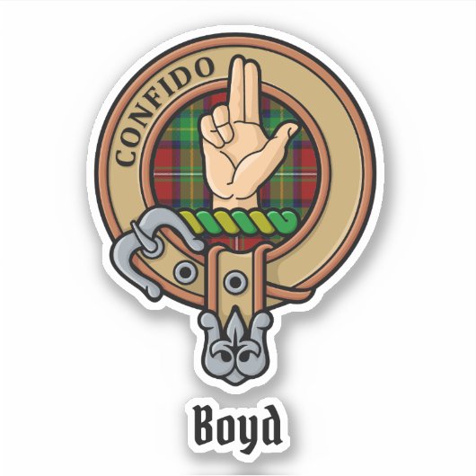 Clan Boyd Crest over Tartan Sticker (Voorkant)