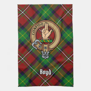 Clan Boyd Crest over Tartan Theedoek