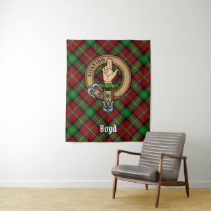 Clan Boyd Crest over Tartan Wandkleed